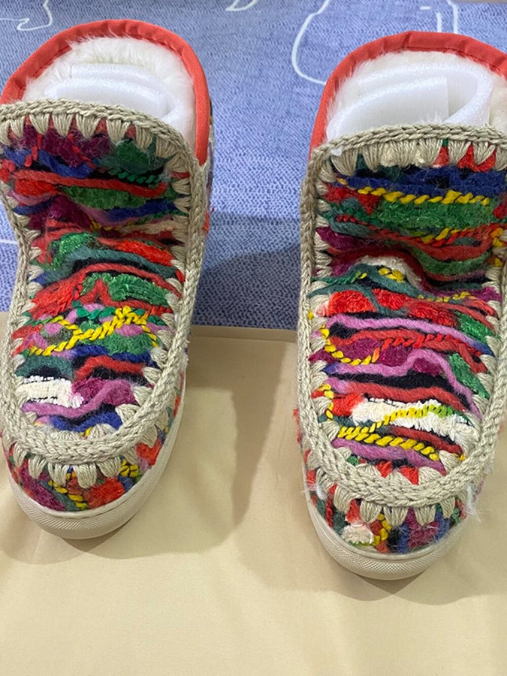 Mou Eskimo Colorful Woven Fleece-Lined Snow Boots